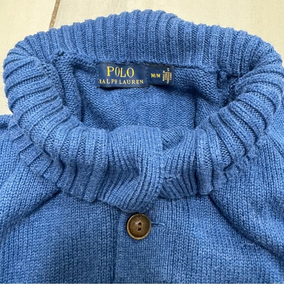 Polo Ralph Lauren Mens Navy Blue 3 Button Mock Neck Pullover Sweater M - Picture 2 of 6